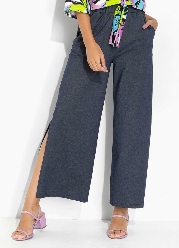 Vista 2 Calça Pantalona Marinho com Elástico no Cós Moda Pop Moda Pop