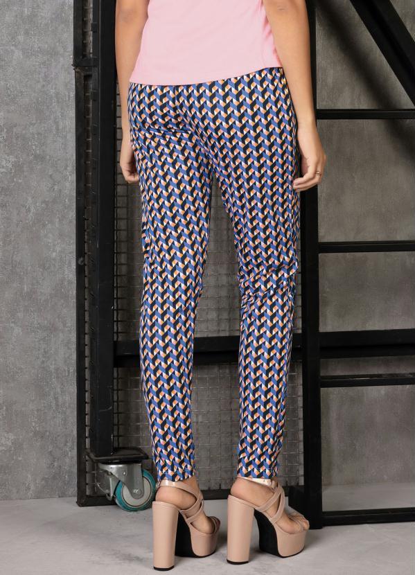 

Calça Cigarrete Geométrica, Azul