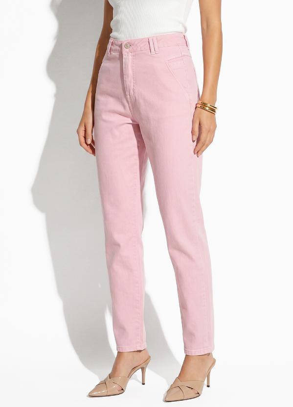 Calça Rosa Claro Mom Jeans