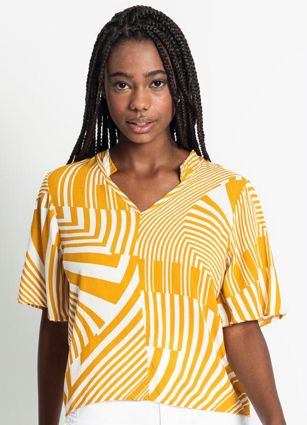 Camisa Feminina Listrada Amarelo
