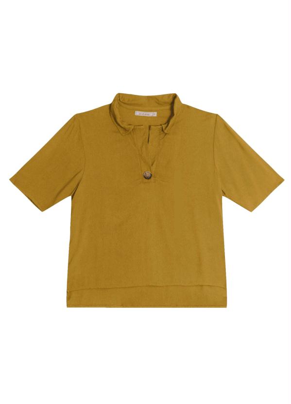 Camisa Polo Decotada Feminina Amarelo