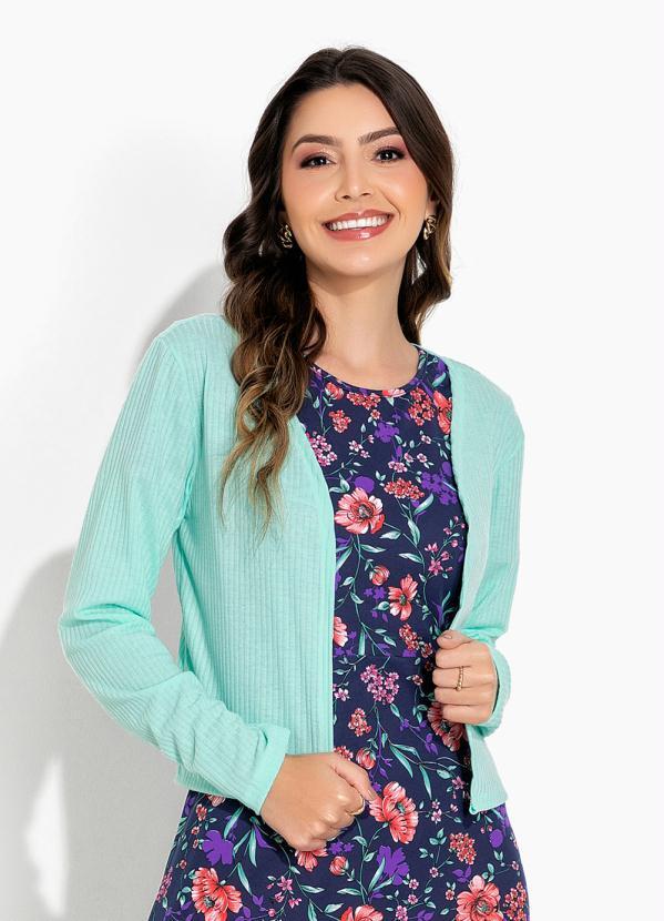 Vista 2 Cardigan Verde Claro Aberto Rosalie Rosalie