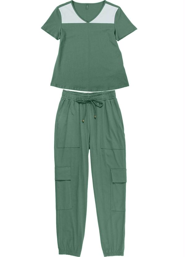 Conjunto Blusa Manga Curta e Calça Verde