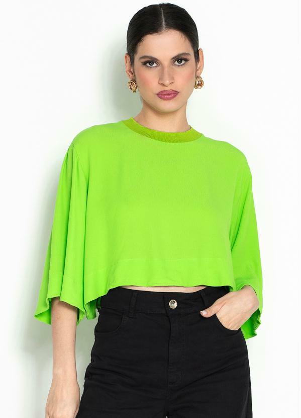 T-Shirt Ampla de Crepe Verde