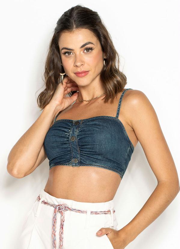 Top Cropped Jeans Azul