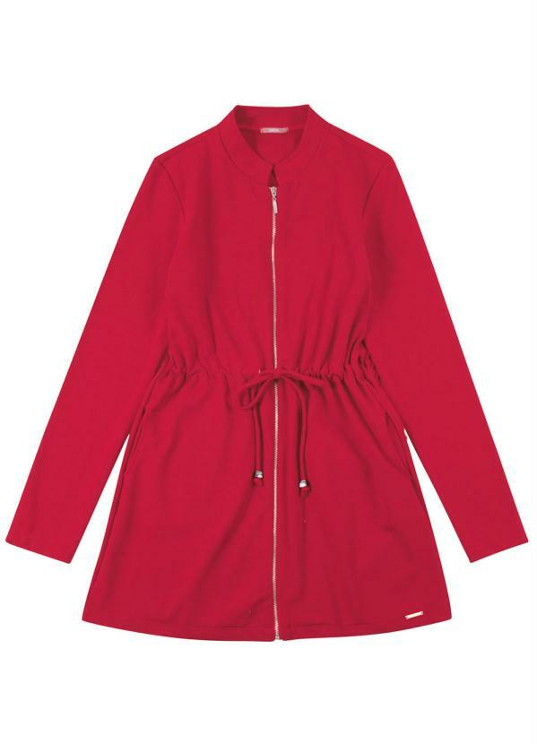 

Parka com Bolso e Zíper Vermelho
