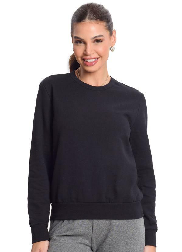 Blusão Feminino Básico de Moletom Preto