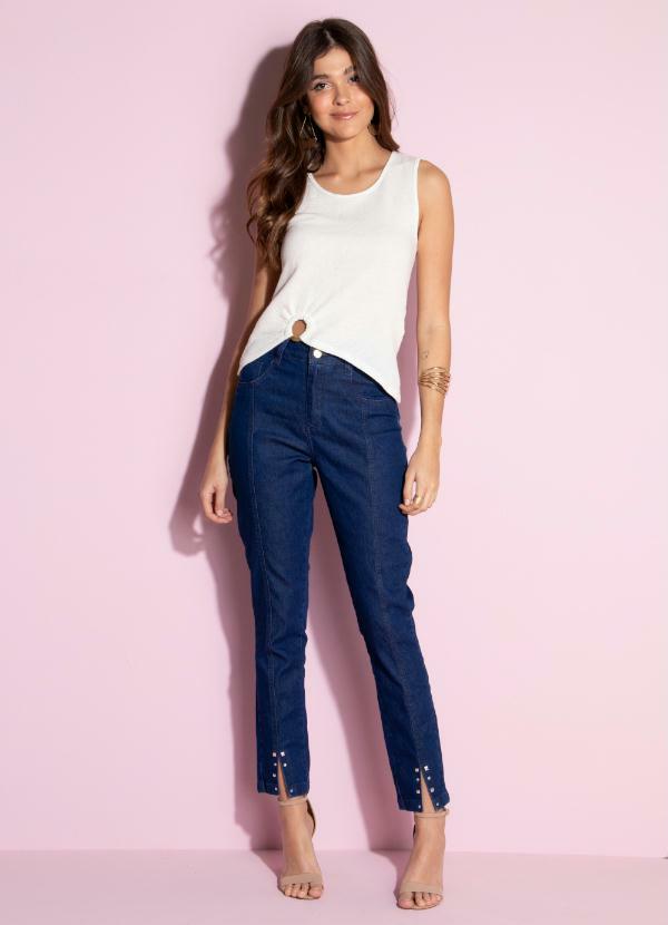 

Blusa com Argola na Barra Off White, Bege
