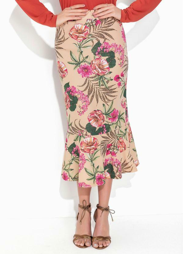 Vista 2 Saia Floral Nude com Babado Rosalie Rosalie
