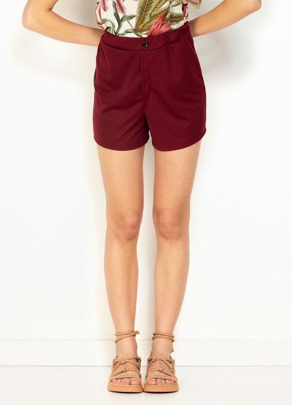 Vista 2 Short Bordô com Cintura Alta Moda Pop Moda Pop