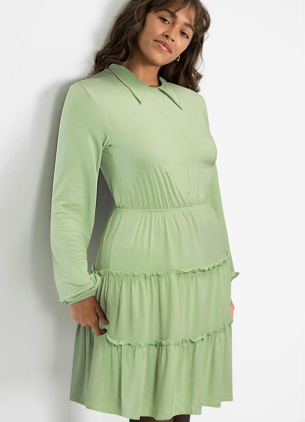 Vestido com Babado Verde