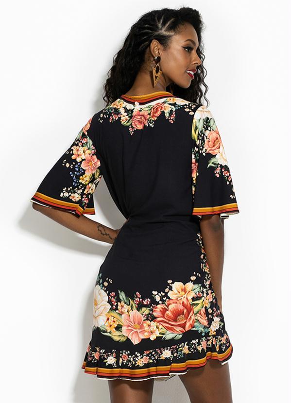 

Vestido Curto Floral Preto