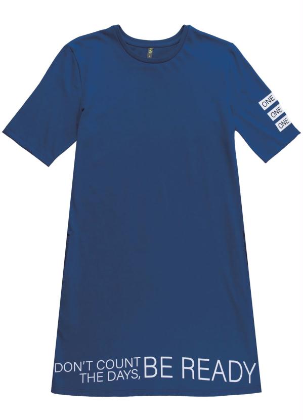 Vestido T-Shirt com Estampa Azul
