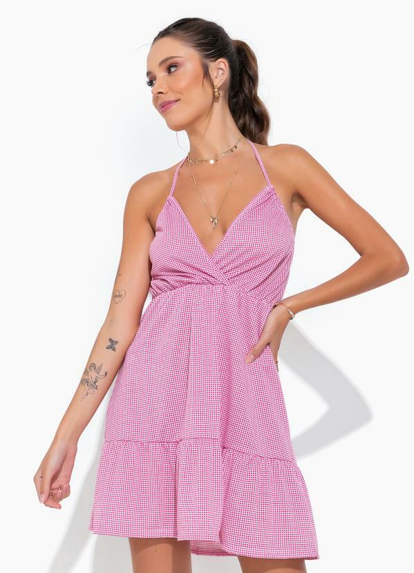 Vestido Xadrez com Babado e Amarração