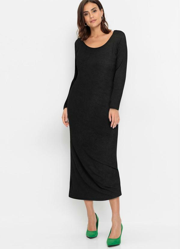 Vestido Preto em Malha Cotelê