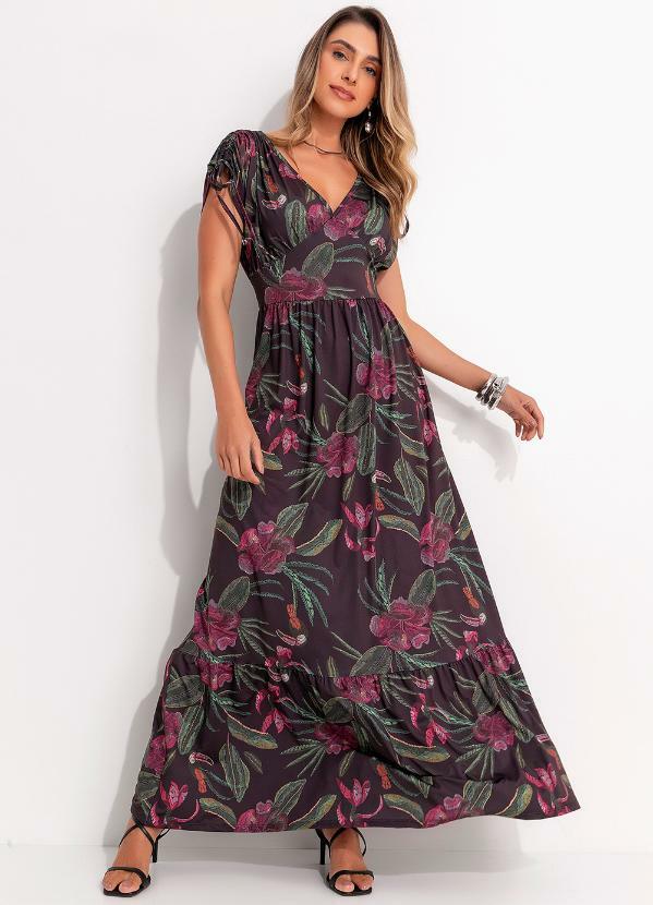 Vestido Floral Rabisco em Malha Fria