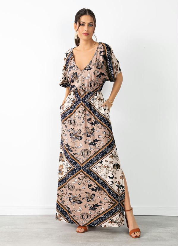 Vista 2 Vestido Lenço Marinho em Viscose com Elastano Quintess Quintess