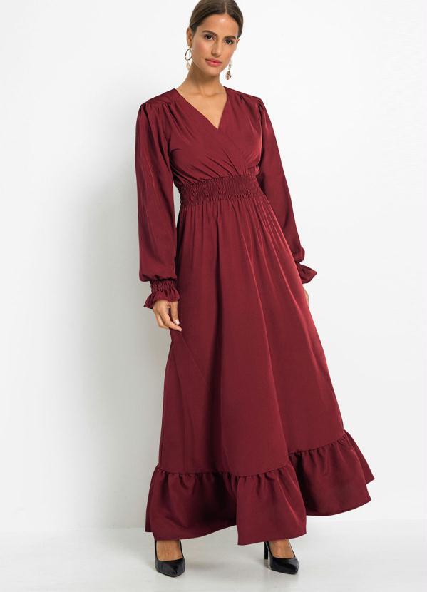 Vestido Longo Decote Transpassado Rubro