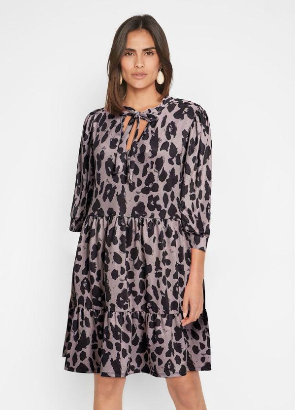 Vestido Animal Print em Malha Fria