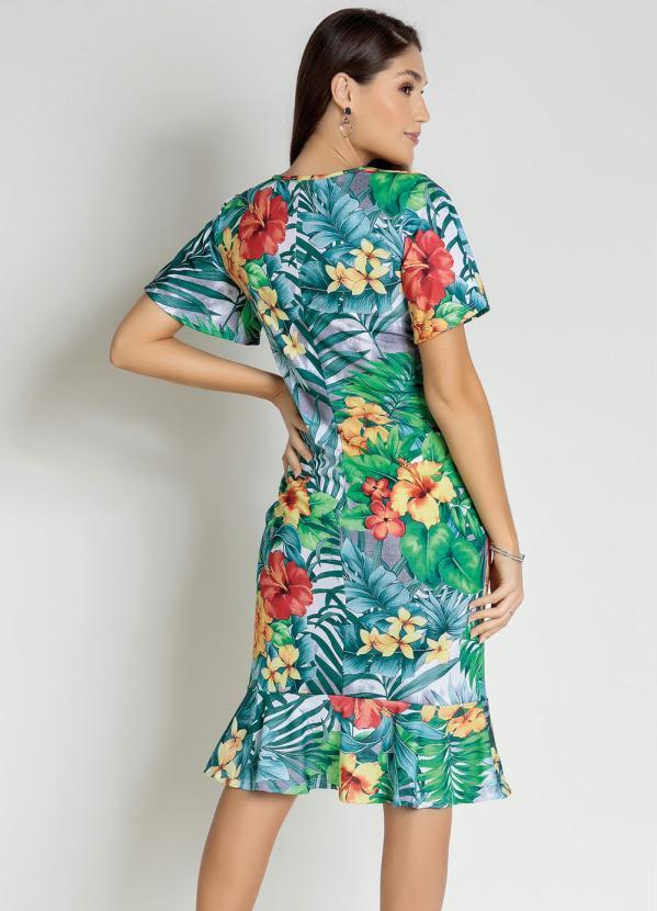 

Vestido com BabadoFolhagem Verde Moda Evangélica