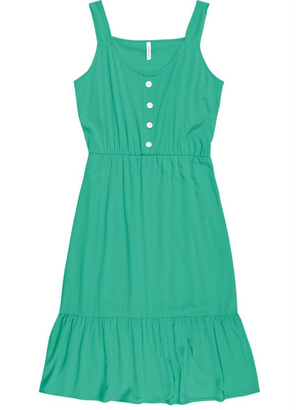Vestido Feminino Midi com Abertura Verde