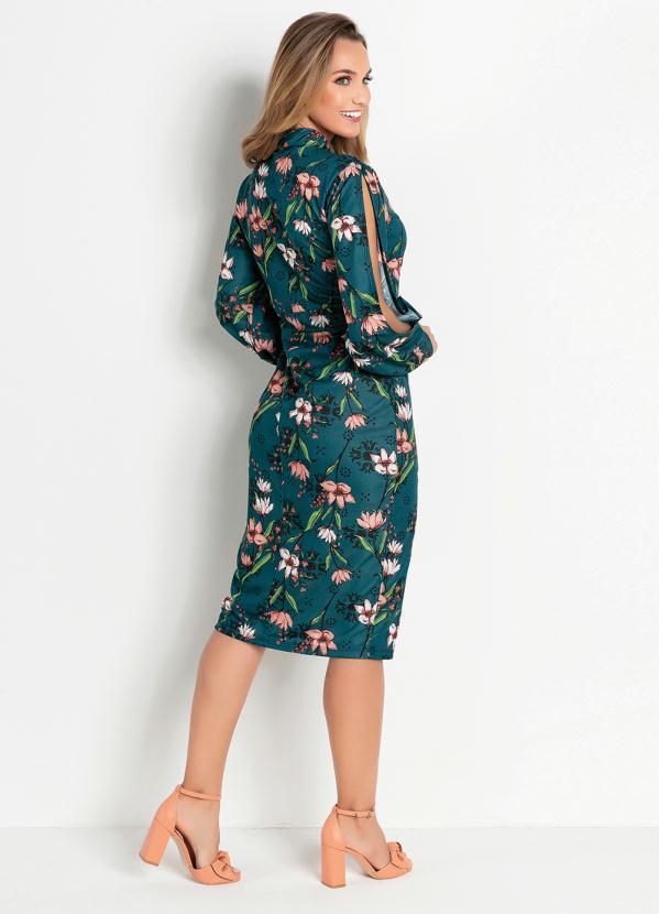 

Vestido Floral Verde com Gota Moda Evangélica