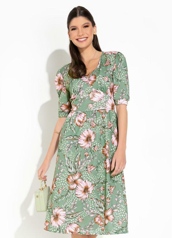 Vestido Floral Verde Princesa