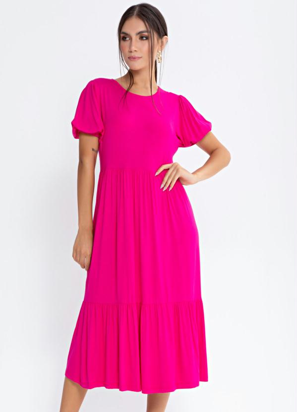 Vestido Midi Camadas Rosa