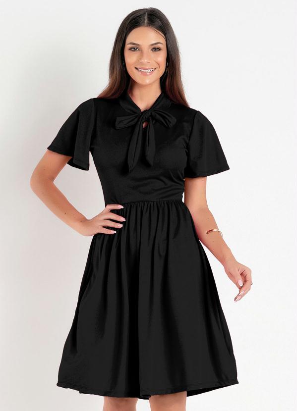 Vista 2 Vestido Preto com Amarração Rosalie Rosalie