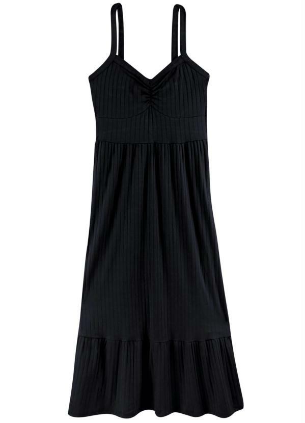 

Vestido Preto Midi Canelado