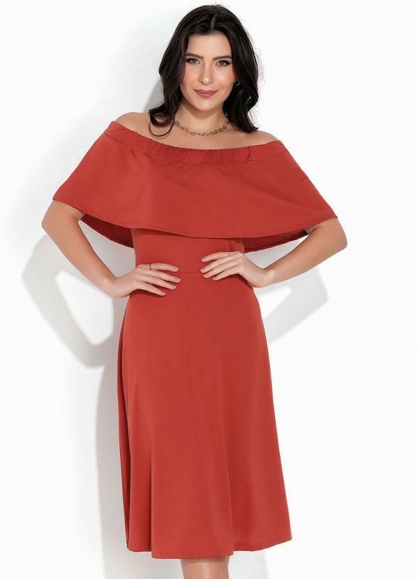 Vista 2 Vestido Terracota Ombro a Ombro Rosalie Rosalie