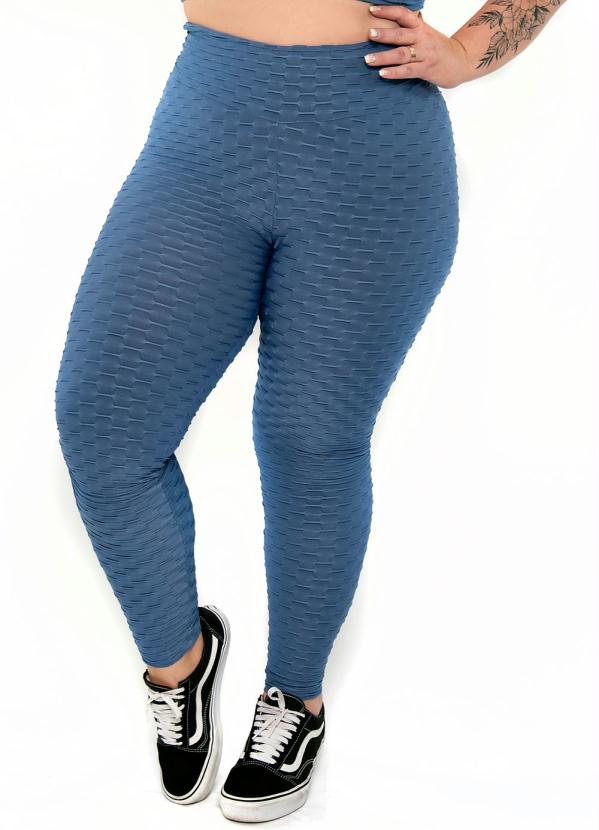 Calça Legging Básica Plus Size Hot Pants Azul