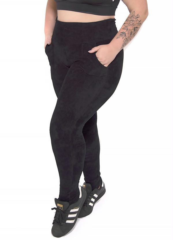 Sporting Way Fitness - Calça legging peluciada plus size preto