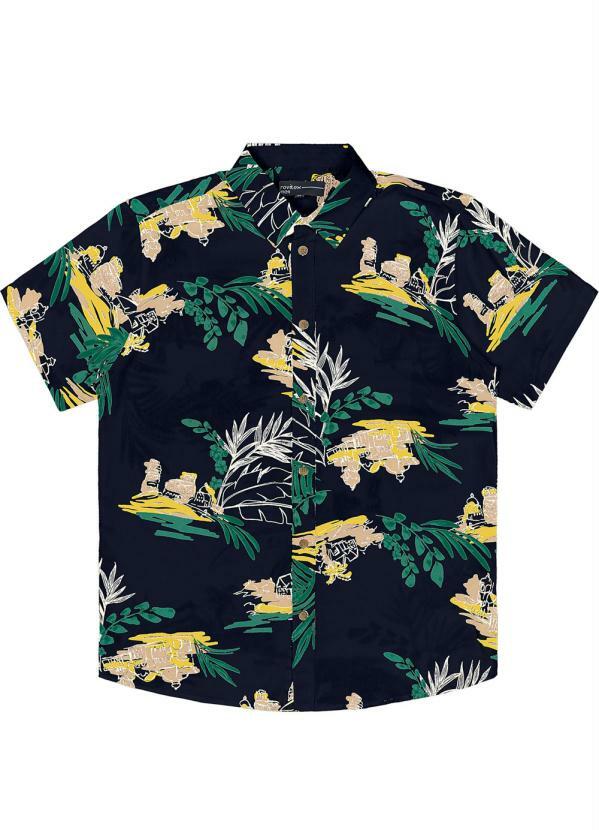 Camisa Masculina Estampada Azul