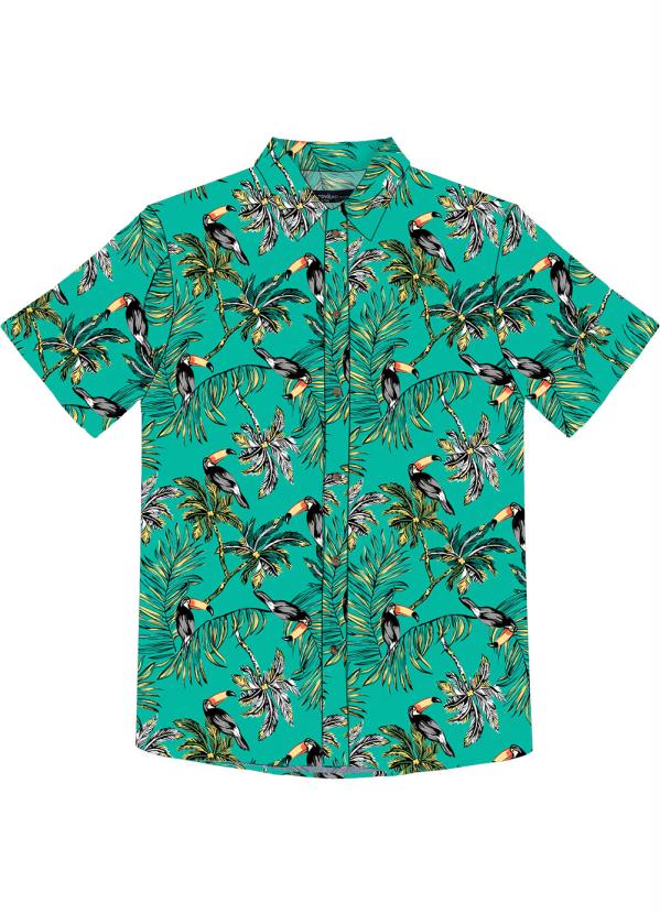 Camisa Masculina Tropical Verde