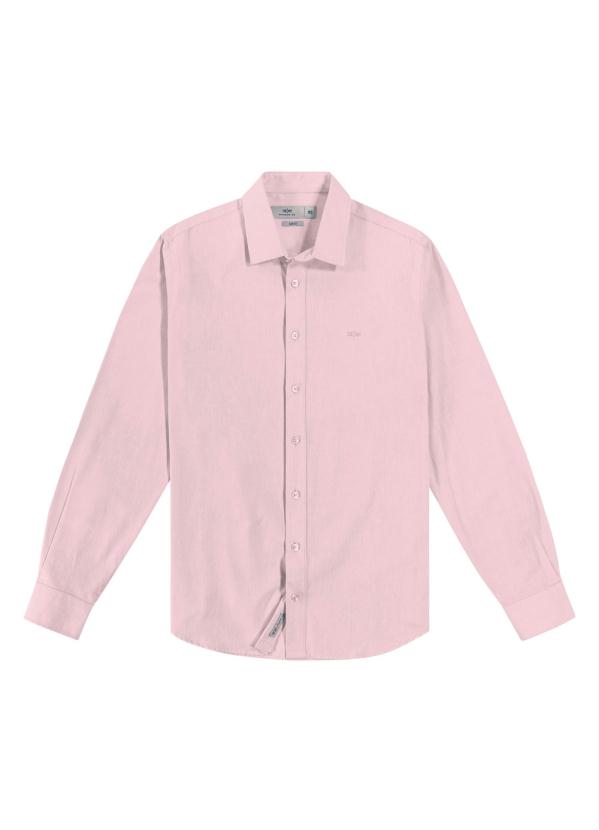 Camisa em Tecido Oxford Slim Rosa