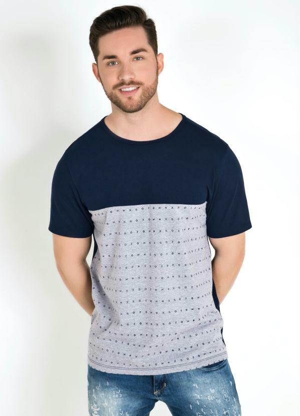 Camiseta com Estampa Frente Marinho