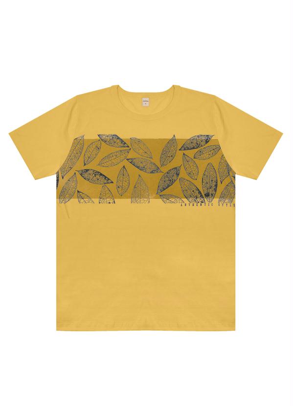 Camiseta Masculina Folhas Amarelo