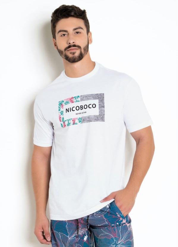 Camiseta Nicoboco Estampa Tropical Branca