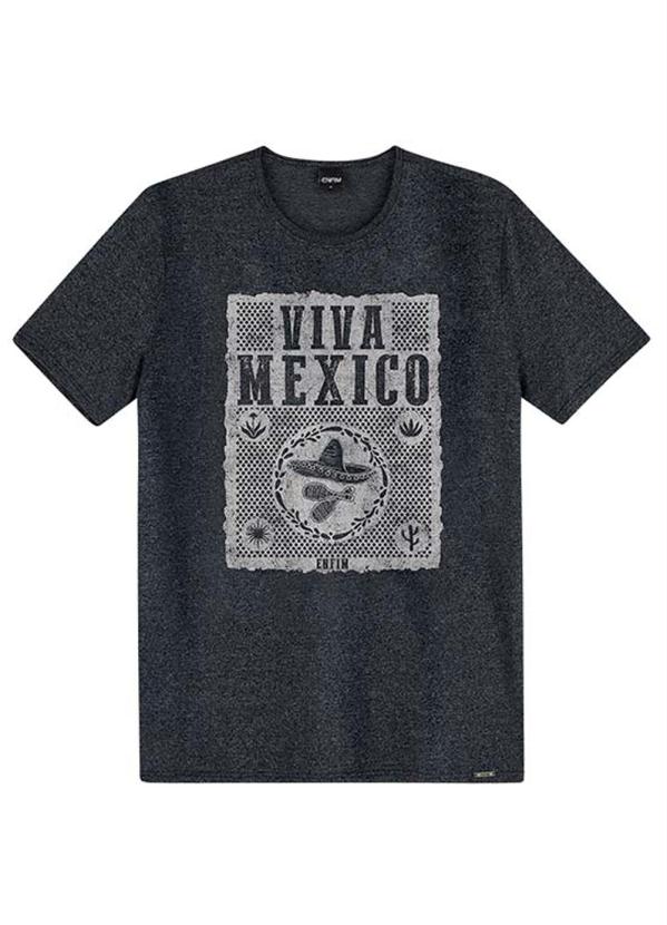 Camiseta Preta Viva México em Moulinê