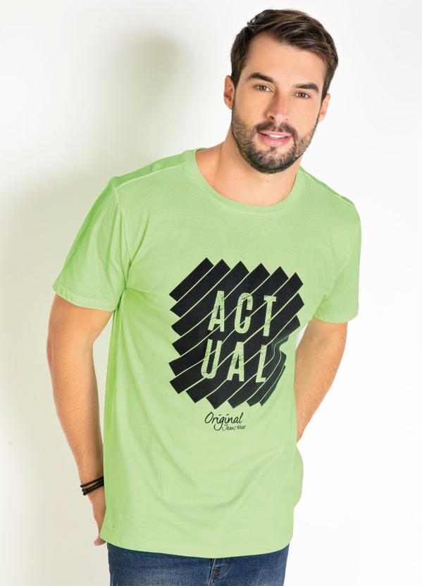 Camiseta Verde Neon com Estampa na Frente