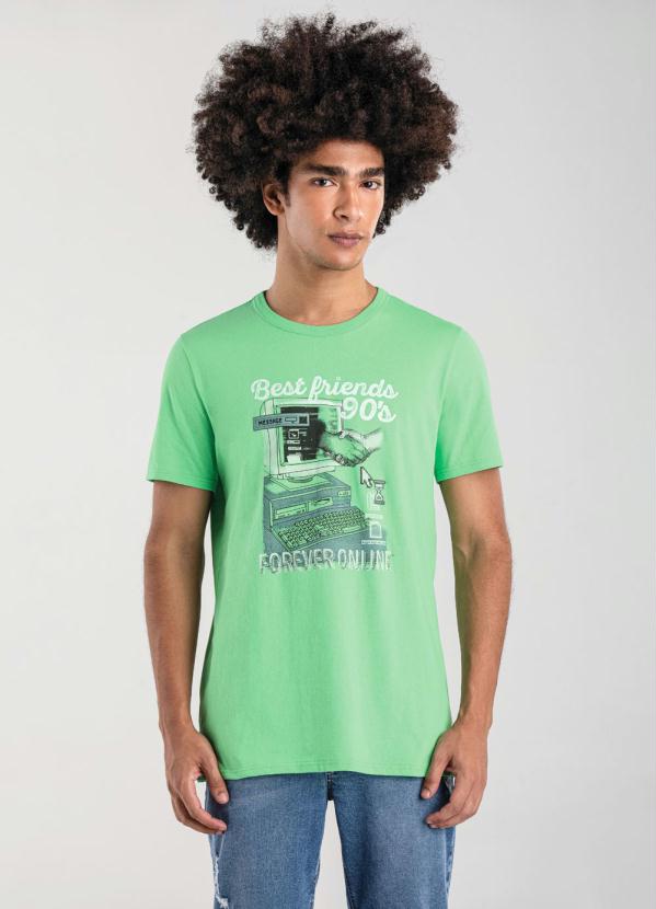 Camiseta Verde Slim Best Friends 90'S Masculina