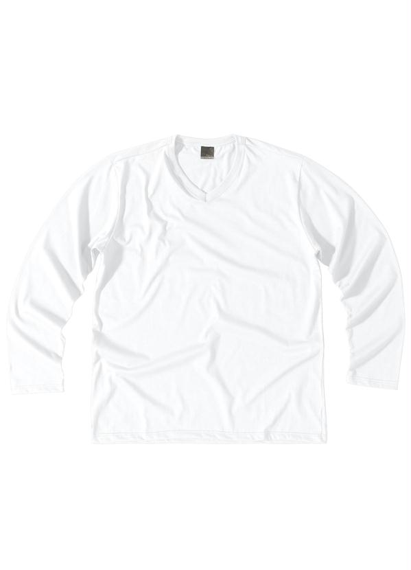 Camiseta Básica Gola V Branco Malwee