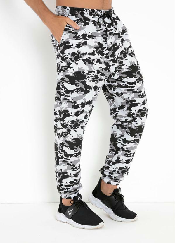 Vista 2 Calça Jogger Camuflado Branco com Bolsos Moda Pop Moda Pop