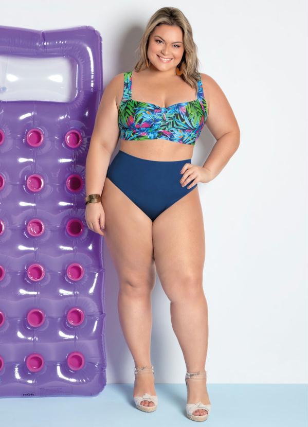 

Biquíni Busto Tropical Plus Size com Alças Larga, Azul