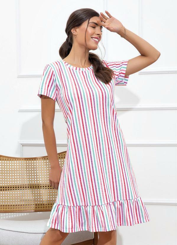 Camisola com Babado Listrado