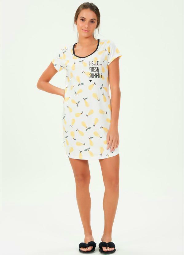 

Camisola Manga Curta Off White, Bege