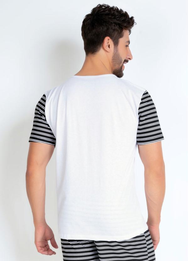 

Blusa Manga Curta Pijama Masculino Branco