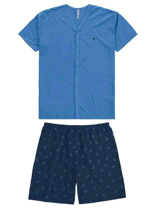 

Pijama Azul Gravataria com Bordado