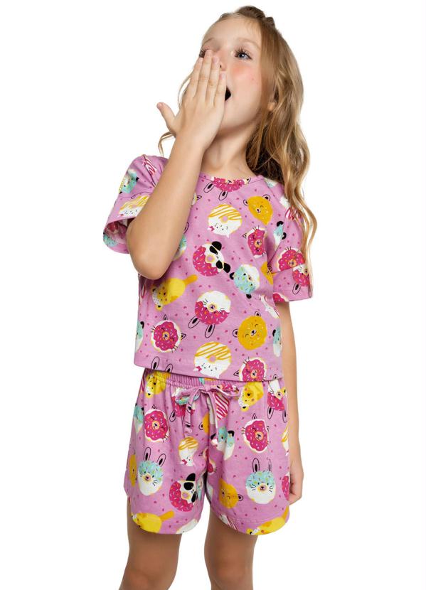 Conjunto Pijama Infantil Donuts Rosa